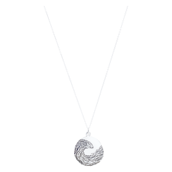 Sterling Silver Circle on a Sterling Silver chain with Patina Necklace