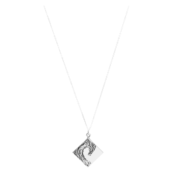 Sterling Silver Diamond on a Sterling Silver chain with Patina Necklace